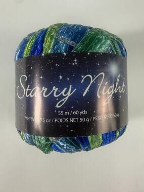 Premier Yarns Starry Night Ribbon Yarn - Treasure Cove Multi Blue Green Silver